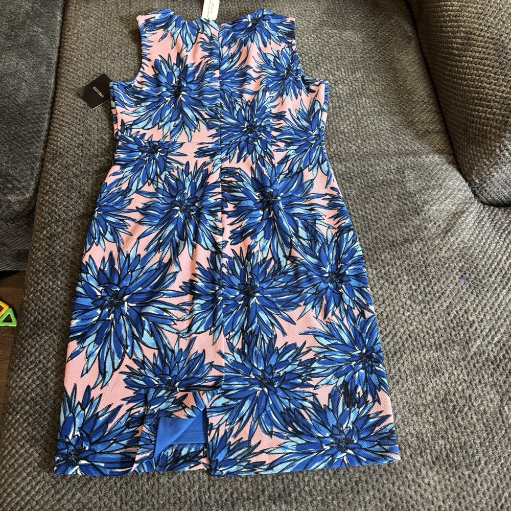 NWT Ellen Tracy Blue Pink‎ Dress Sleeveless Sheath Stretch Career Office Size 10 - Picture 10 of 10